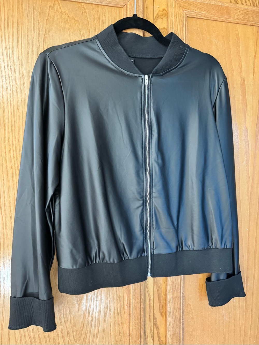 Faux Leather Bomber Jacket